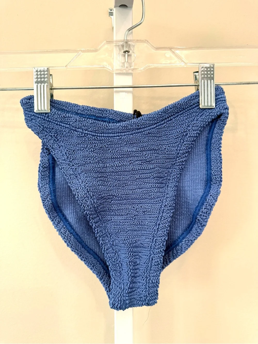 Hunza G Juno Bikini Bottom NWT Blue Crinkle Textured Swim